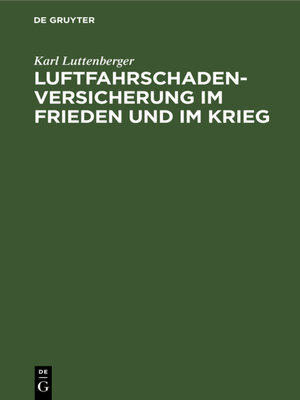 cover image of Luftfahrschaden-Versicherung im Frieden und im Krieg